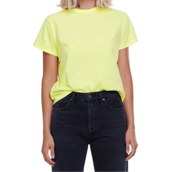 Agolde Rena Supima Cotton Crew Neck Easy T-Shirt Yellow - Picture 1 of 7
